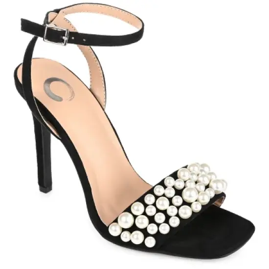 Journee Collection Womens Romey Buckle High Stiletto Open Toe Pumps image {9}