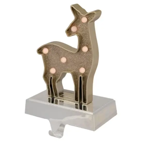 Northlight LED Lighted Reindeer Christmas Stocking Holder - 7.5" - Gold Finish image {2}