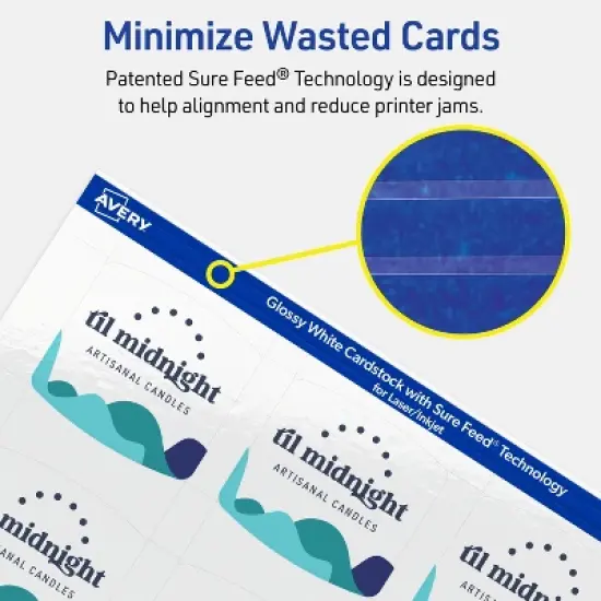 Avery Arched Business Cards, 2" x 2-2/10", Glossy White, 600 Total image {6}