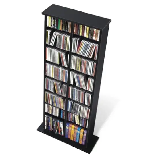 Double Media Storage Tower - Black - Prepac image {1}