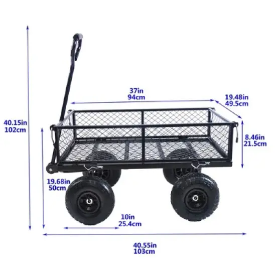 Wagon Garden Cart with 180-degree Steering Range Handle image {9}
