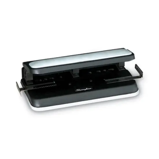 Swingline 32-Sheet Easy Touch Two- to Three-Hole Punch with Cintamatic Centering, 9/32" Holes, Black/Gray image {2}