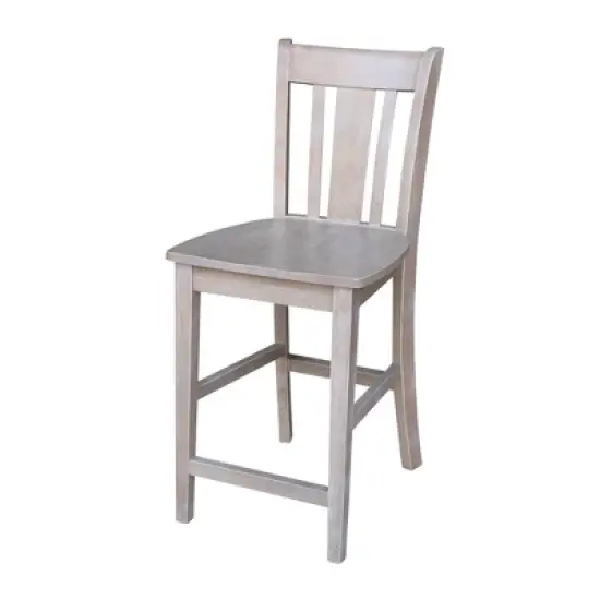 5pc Solid Wood 30" X 48" Counter Height Table and 4 San Remo Dining Sets Washed Gray/Taupe - International Concepts image {5}