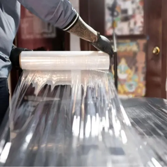 PSBM 4 Rolls 18"x1000' Cast Packing Stretch Film Shrink Hand Wrap (100 Ga) Dark Black image {6}