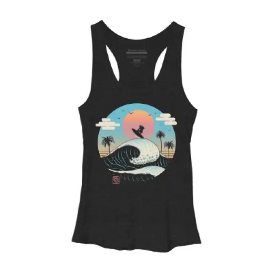 Women's Design By Humans Summer Big Wave Surf Vibes By vincenttrinidad Racerback Tank Top image {2}
