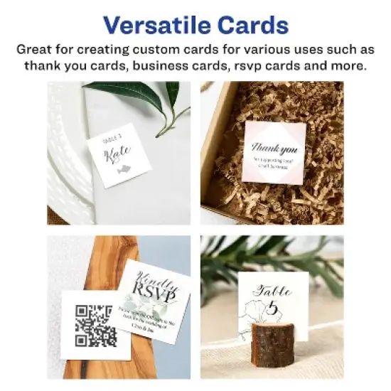 Avery Printable Matte White Cards with Sure Feed, 2" x 2" Square image {1}