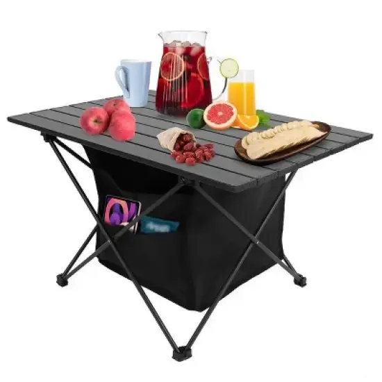 Racxily Foldable Camping Table With Storage Basket Rustproof Portable Aluminum Alloy Roll-Up Camping Table image {10}