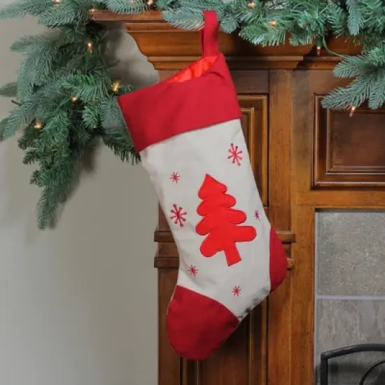 Northlight Embroidered Tree with Snowflakes Christmas Stocking - 18" image {2}