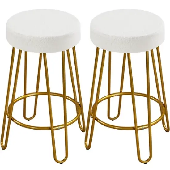 Yaheetech Set of 2 Upholstered Velvet Counter Stools with Metal Legs image {10}
