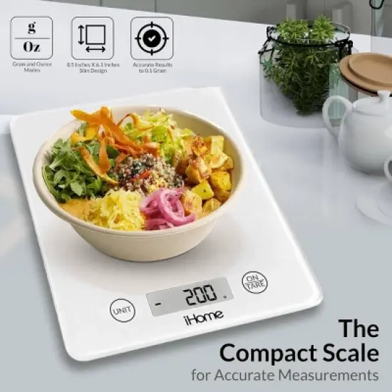 iHome 11lb Glass Kitchen Food Scale image {6}