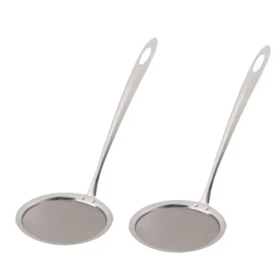 Unique Bargains Household Kitchen Metal Flour Oil Mesh Strainer Silver Tone 2 Pcs image {3}