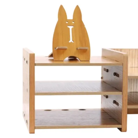 YIYIBYUS Exquisite Monitor Stand with Drawer Ergonomic Height Wood Monitor Stand,  Desktop Organizer Rack image {4}