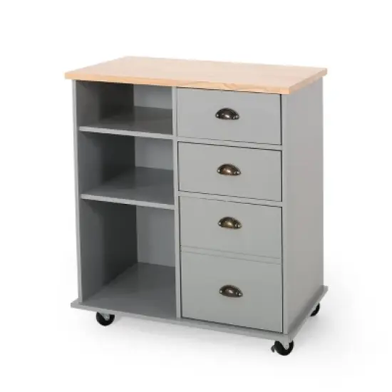 Provence Contemporary Kitchen Cart with Wheels - Christopher Knight Home image {12}