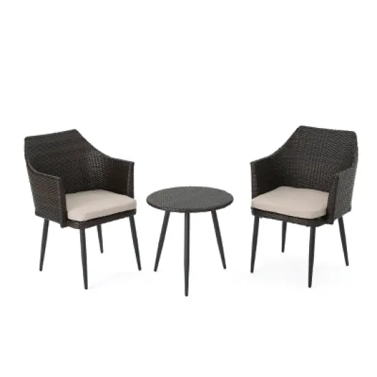 Iona 3pc Wicker Chat Set - Multibrown/Beige - Christopher Knight Home image {1}