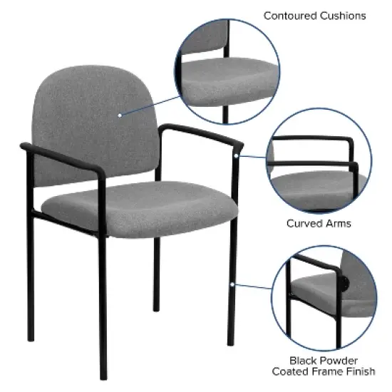 Emma and Oliver Comfort Stackable Steel Side Reception Chair with Arms image {2}