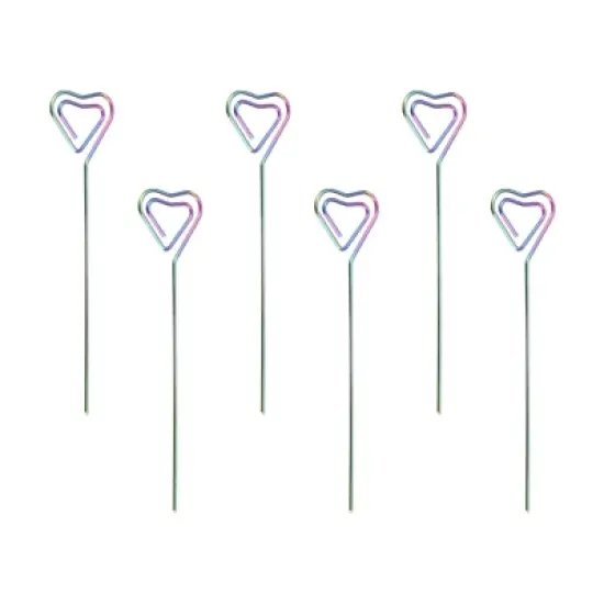 Unique Bargains Stainless Steel Reusable Drink Appetizer Heart Shape Head Cocktail Picks 5" 6 Pcs image {5}