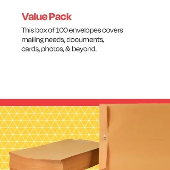 School Smart Kraft Envelope with Clasp, 12 x 15-1/2 Inches, Pack of 100 image {3}