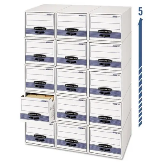 Bankers Box STOR/DRAWER STEEL PLUS Extra Space-Savings Storage Drawers, Letter Files, 14" x 25.5" x 11.5", White/Blue, 6/Carton image {1}