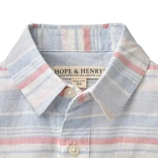 Hope & Henry Boys' Linen Short Sleeve Button Down Shirt, Kids image {1}