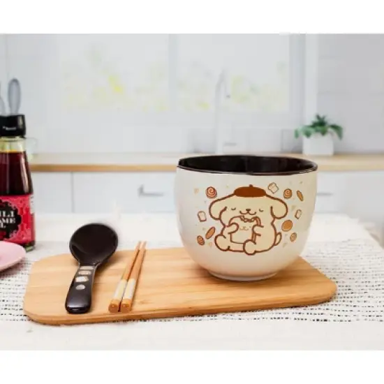 Silver Buffalo Sanrio Pompompurin 20-Ounce Ramen Bowl With Chopsticks and Spoon image {4}