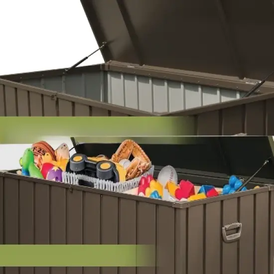 DSVIMOY 160GAL Outdoor Storage Deck Box with 4 Wheels, Large Patio Storage Bin for Outside Cushions, Brown, 49.41"*29.57"*29.72" image {2}