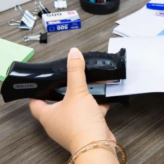 BAZIC Products&reg; Stand-Up Standard (26/6) Full Strip Stapler with 500 Staples, Pack of 3 image {5}