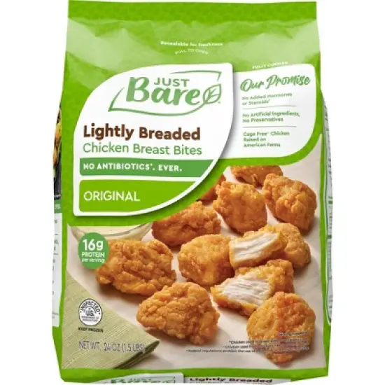 Just Bare Lightly Breaded Chicken Breast Bites - Frozen - 24oz image {7}