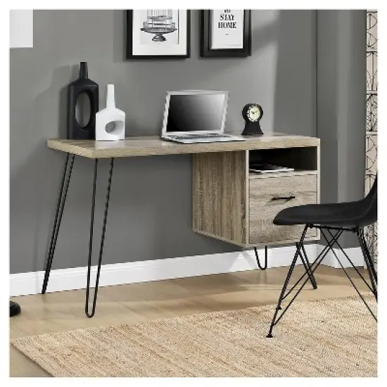 Seasons Hairpin Computer Desk Sonoma Oak/ Gunmetal Gray - Room & Joy image {3}