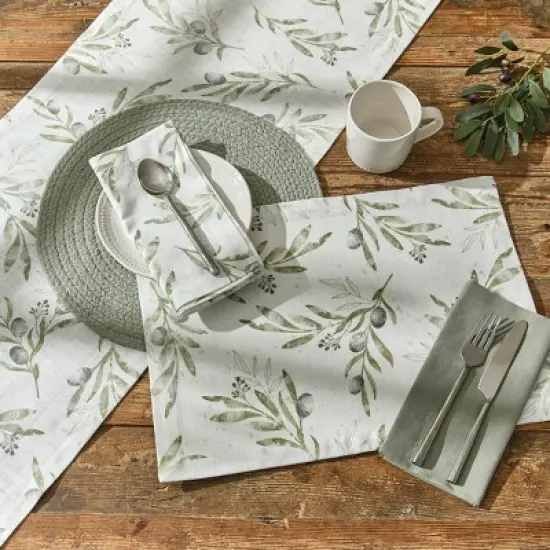 Split P Olive Leaves Table Runner 14" X 54" image {1}