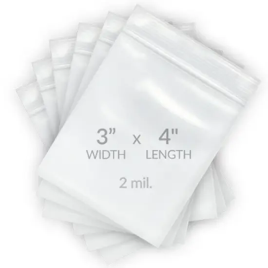 UOFFICE 1000 Reclosable Clear Poly Bags 3"x4",  2 Mil Resealable Bags image {1}
