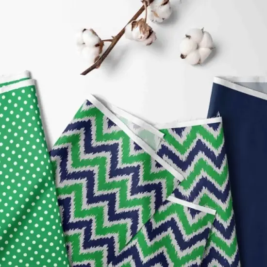 Bacati - Mix n Match Chevron/Dots Long Crib Rail Guard Cover Navy/Green image {2}