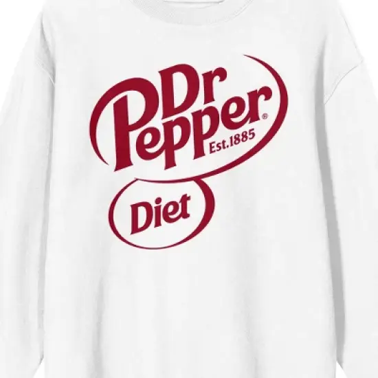 Dr. Pepper Diet Dr Pepper Logo Adult White Crew Neck Long Sleeve Sweatshirt image {1}