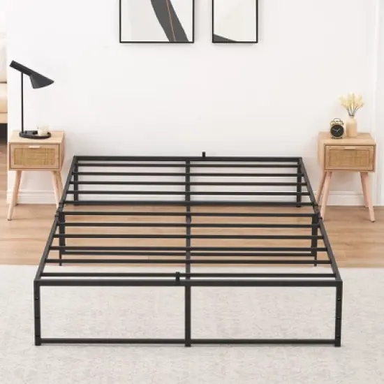 Twin Size Bed Frame Platform, 14 inch Metal Twin Bedframe with 3 in 1 Sturdy Steel Support, No Box Spring Needed Black Mattress Frame image {2}