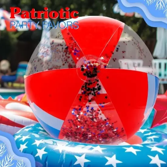Patriotic Beach Ball - 2 pcs per pack - Inflatable Pool Floats and Pool Accessories, 4th of July Party Favors image {3}