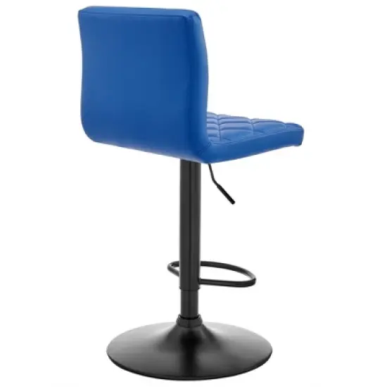 Duval Adjustable Barstool with Faux Leather and Metal Finish - Armen Living image {5}