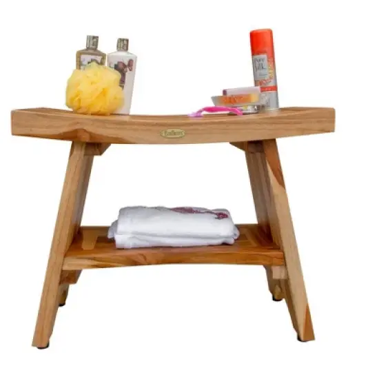 EcoDecors&reg; Serenity&reg; 24" Teak Wood Shower Bench with Shelf in EarthyTeak Finish image {8}