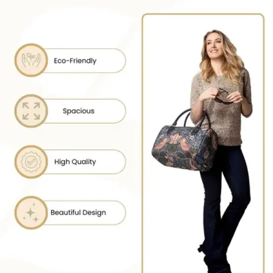 Signare USA William Morris Strawberry Thief Blue Travel Bag image {4}