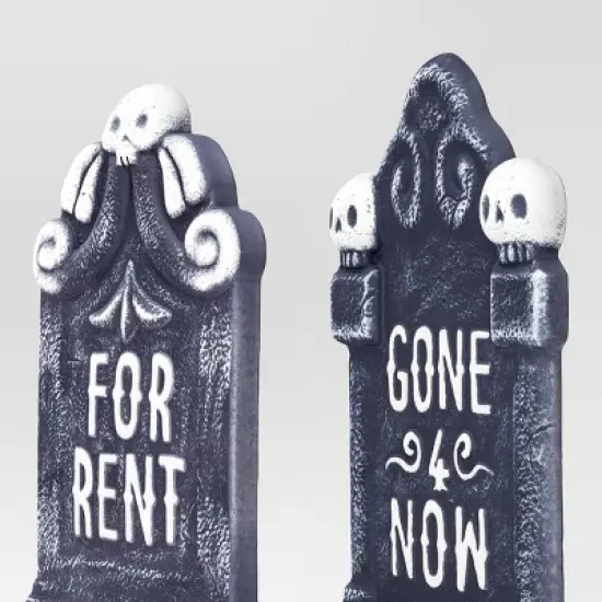 4pk 17" Tombstones Halloween Decorative Prop Brick Toned/Black - Hyde and EEK! Boutique&trade; image {2}