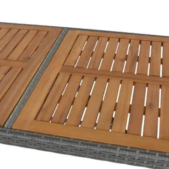 5-Piece Outdoor Wicker Counter Height Dining Set with Removable Cushion and Acacia Wood Table Top image {10}