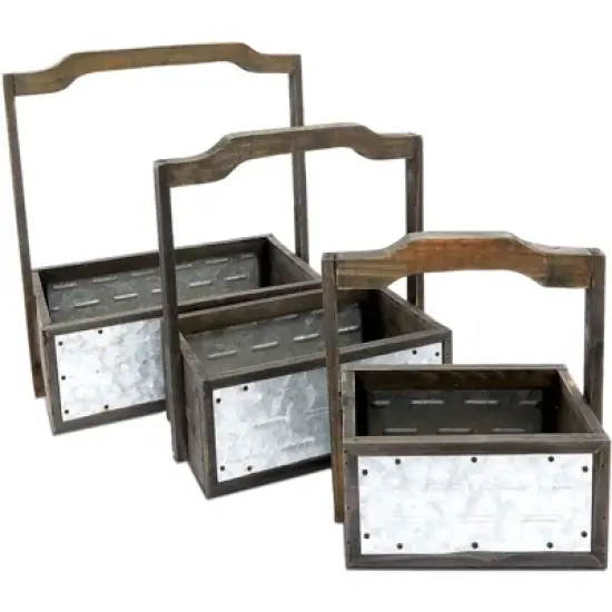 Farmlyn Creek 3 Packs Galvanized Metal Planter Box with Handle for Garden and Farmhouse D&eacute;cor, 3 Sizes image {2}