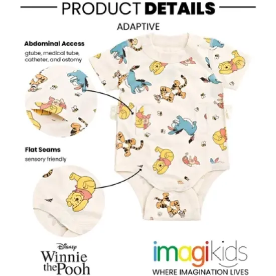 Disney G-Tube Adaptive Baby Bodysuit Mickey Mouse Lion King Winnie the Pooh Pluto Simba Piglet Newborn to Toddler image {2}
