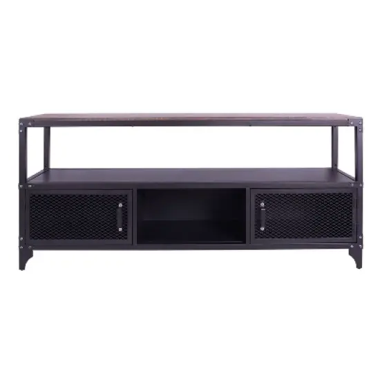 70" Flash Meadow Storage TV Stand for TVs up to 75" Sand Black/Dark Walnut - HOMES: Inside + Out image {2}