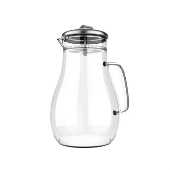 Glass Pitcher-64oz. Carafe with Stainless Steel Filter Lid- Heat Resistant to 300F-For Water, Coffee, Tea, Punch, Lemonade and More by Classic Cuisine image {5}