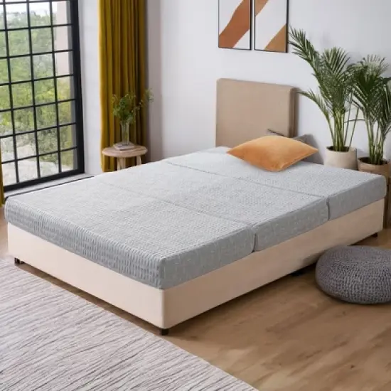 Wellos Non-Slip Firm Portable Tri Folding Gel Memory Foam Mattress 4" Foldable Mattress image {6}