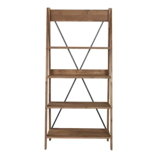 68.25" Boho 4 Tier Solid Wood Ladder Bookshelf Plant Stand - Saracina Home image {8}