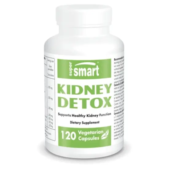 SuperSmart Kidney Detox Formula - All-in-1 Complex - with Chanca Piedra, Dandelion Root, Magnesium | Non-GMO & Gluten Free - 120 Vegetarian Capsules image {1}