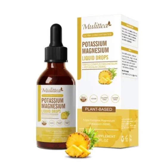 Mulittea Potassium Magnesium Liquid Supplement - Plus Calcium, Vitamin C, Zinc for Bone & Energy & Immune Support - 2 Fl oz(Pineapple flavor) image {8}