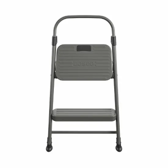 Cosco 2 Step All Steel Step Stool: Dark Gray, 225 lb Capacity, No Assembly, Kitchen Stepper for Adults image {1}