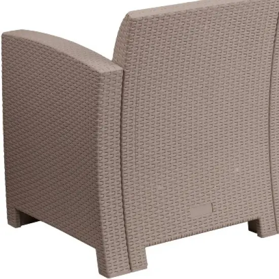 Merrick Lane Outdoor Furniture Resin Sofa Faux Rattan Wicker Pattern Patio 3-Seat Sofa With All-Weather Cushions image {12}