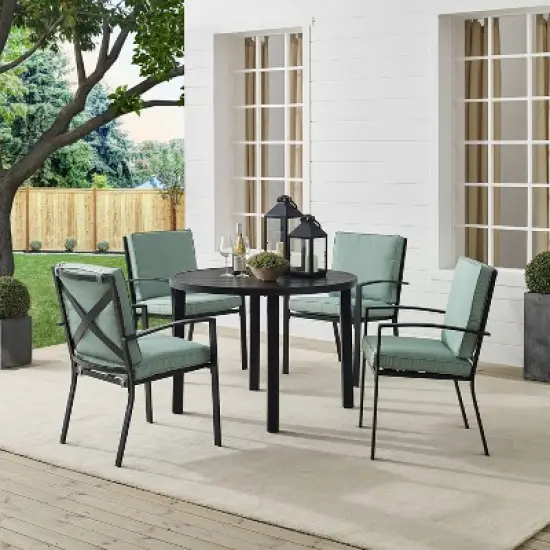 5pc Kaplan Outdoor Steel Round Dining Set Mist/Bronze - Crosley image {1}